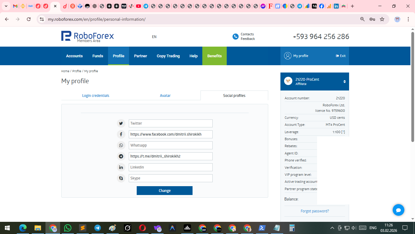 RoboForex trading history showing past transactions